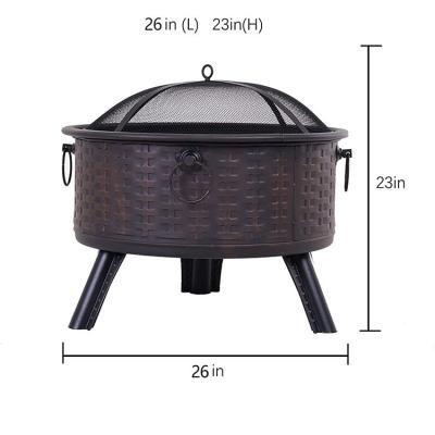 China Sturdy Hot 26 Inch Turned Fire Pit Outdoor Garden Fire Pit With BBQ Grill for sale