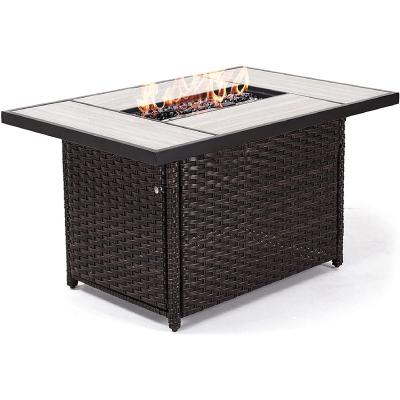 China Garden Furniture Set 50Inch Pit Table Propane Square Stored Gas Fire With Cover Electronic Ignition Stove for sale