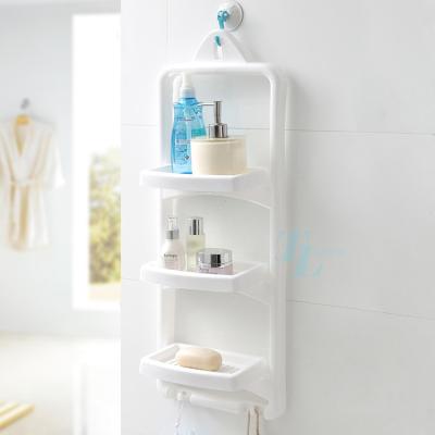 China New Design Bathroom Appliances Shower Multifunctional Shelf Rack Plastic Bathroom Shelves With Hook for sale