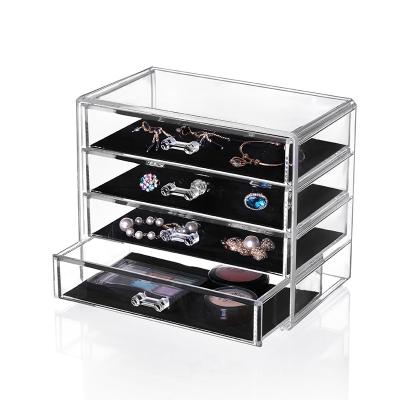 China Makeup and Jewelry Storage 4 Layer Acrylic Makeup Organizer Drawer for sale