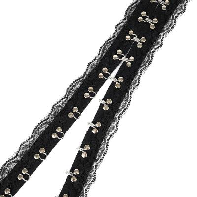 China Other Oeko-Tex elegant black wind hook and rivet lace band factory direct sales for sale