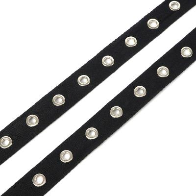 China Plain and simple style of other Oeko-Tex black eyelet high quality cotton flat band for sale