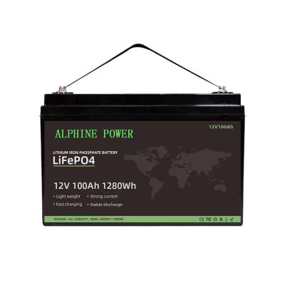 China ALPHINE SOLAR SYSTEM POWER BMS Element A Grade 1KW Lithium Iron Phosphate Battery 12.8V 100Ah Solar Wind Energy Storage Lifepo4 UPS Battery for sale