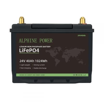 China Solar System 24V BMS Element A Grade 1KW Lithium Iron Phosphate Battery 25.6V 40Ah Solar Wind Power Storage Lifepo4 UPS Battery for sale