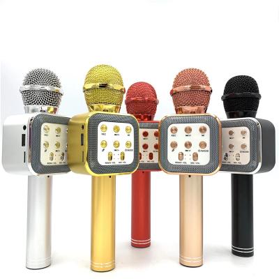 China Portable Handheld Microphone USB WS1818 LED Light Recording KTV Karaoke Microphone Wireless Speaker For Mobile Phone for sale