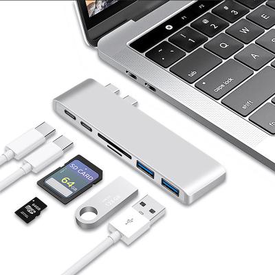 China With High Speed ​​Aluminum SD / TF Card Reader 6 in 1 Type-C Hub USB C to USB 3.0 TF SD Hub Adapter For Laptop for sale