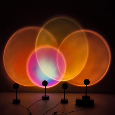 China Factory Supply Mini USB Table Atmosphere LED Night Light Sunset Floor Modern Rainbow Red Projection Lamp for sale