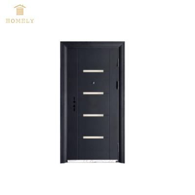 China Anti-Theft Modern design exterior steel panel door black entrance double steel doors for home for sale