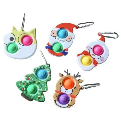 China Unbox Toy Christmas Shape Special Stress Reliever Sensory Busy People He Plays Push Bubble Busy Person Toy Key Chain Autism Needs for sale