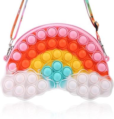 China Popular Pop Purse Bag Bouncy People For Girls, Rainbow Clouds Pop Up Purse Snap Bubbles Bouncy Person Toys Handbags, Simple Worry Fidegt Sensory Toy for sale