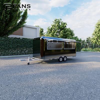 China Compliant with Rules Model F-A-500 FANS Fried Chicken /Burger/Taco Drink/Airstream 16feet Chrome Fast Food Food Trailer for sale