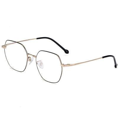 China Fashionable New Retro 9025 Ultra Light Polygon IP Plating Pure Titanium Optical Frame for sale