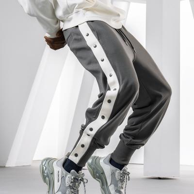 China New Men's Hip Hop Pants Anti-static Sides Button Men's Basketball Elastic Waist Loose Style Men's Jogging Pants for sale