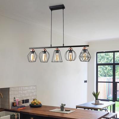 China Modern Top Selling Luxury Retro Style Decoration Metal Cage Black Kitchen Cafe Attic Bar E27 Indoor Pendant Light for sale