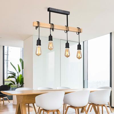 China Creative Nordic Retro Wooden E27 Pendant Lights with Modern Hanging Lampshade for Designer Art Deco Lighting for sale