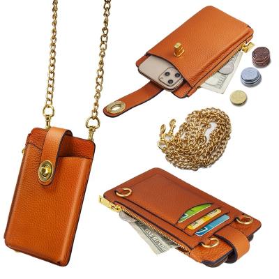 China Multifunctional Luxury Universal Leather Case Cross Bag Phone Body Protector Cover Lychee Cell Phone Zipper Phone Case Bag Card Holder Wallet for sale