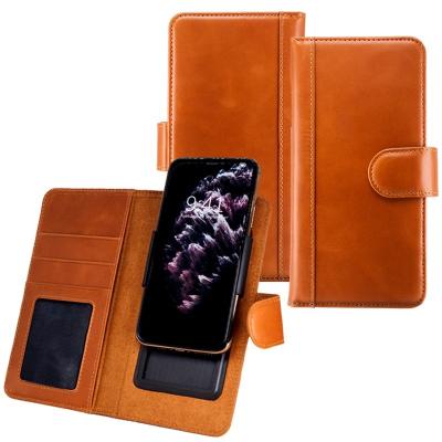 China Hot Sale Leather Cell Phone Case Leather Cell Phone Cover With 3M Adhesive Tape Clip Wallet Card Holder Universal Phone Case For All Phone Model for sale