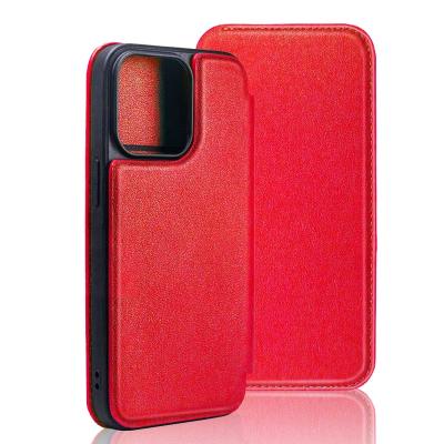 China Customized Genuine Cowhide Fashion High-end Cowhide Phone Pocket Leather Wallet Covers For iphone 13pro Max Phone Case for sale