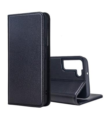 China Full cowhide genuine leather grain red flip phone case for samsung galaxy s21 clear case wallet for sale