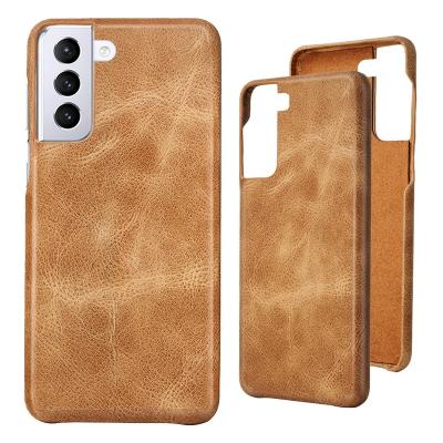 China Fanshion New Phone Case 2021 Custom Genuine Leather Cell Phone Case Premium Cowhide Mobile Phone Bags For Samsung s21 plus back cover for sale