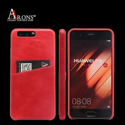 China Phone Cover Guangzhou Phone Case OEM EDM Factory Back Oil Waxed Full Cover Red Leather Edge Phone Case Genuine Leather Back Cover For Huawei P10 for sale