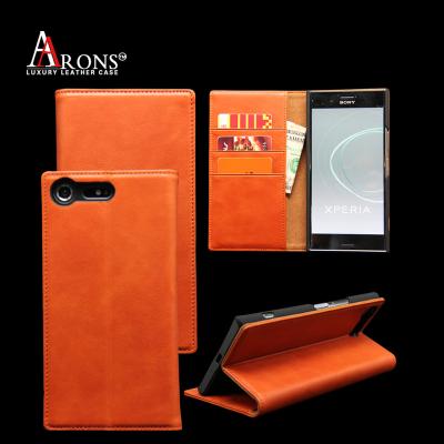 China High Protective Flip Cover Genuine Leather Wallet Mobile Phone Case For Sony xperia XZ Premium for sale