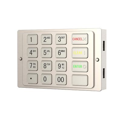 China Telecom Equipment PCI Approved 4X4 Matrix Metal Pinpad Stainless Password Encrypted ATM PIN PAD Metal Keypad For ATM for sale