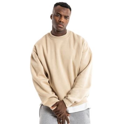 China Oversized wide white sweatshirt crew neck 3.5 cm anti-pilling fleece men sweatshirt factory custom fleece for sale