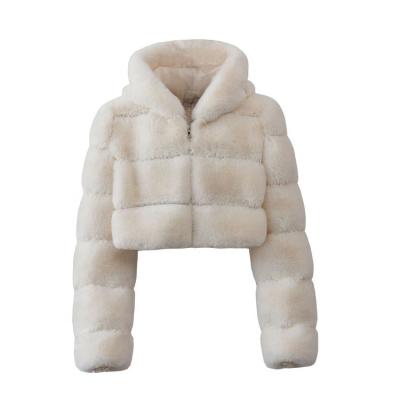 China New Arrival Winter Coat Jacket Women Faux Fox Fur Coat Breathable Girls Fashion Style Short Faux Fox Hooded Rabbit Fur Coat For Lady for sale