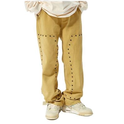 China Breathable Men Style Formal Pants Rivet Fashion Office Workwear Workwear Casual Loose Fit Trousers for sale