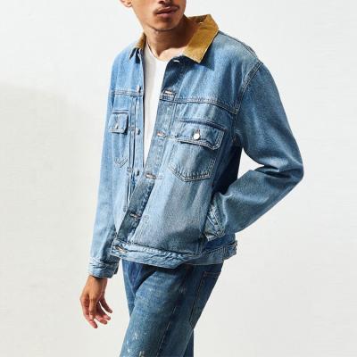 China Factory Breathable OEM Wholesale Mens Jeans Button Front Cord Collar Vintage Fit Mens Denim Jacket for sale