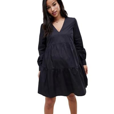 China 2 Antibacterial in 1 Pregnancy Dress Elegant Formal Ladies Fancy Mini Maternity Dress Cotton Women Shirt for sale