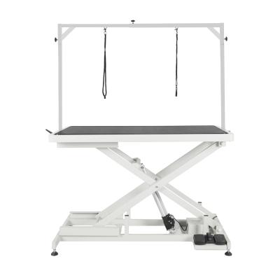 China Sustainable Folding Pet Grooming Table with Height Adjustable Arm, Noose and Mesh Tray for Large Dogs for sale