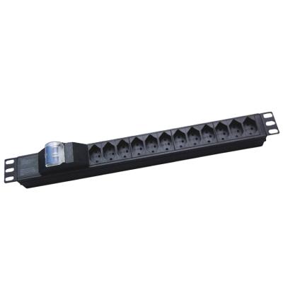 China Swiss 1U Rack PDU With 2P Circuit Breaker PDU For Switzerland LK-BL-S10CB12 for sale