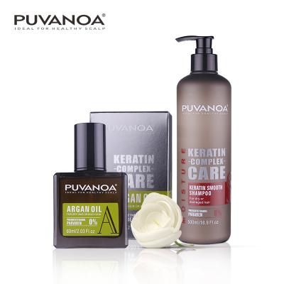 China PUVANOA Keratin Shampoo Hair Growth Argan Oil Shampoo Hair Color Replenishing Shampoo and Conditioner for sale