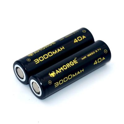 China Amorge Vape battery IMR18650 3.7V 3000mah 40 high drain rechargeable vape battery for sale