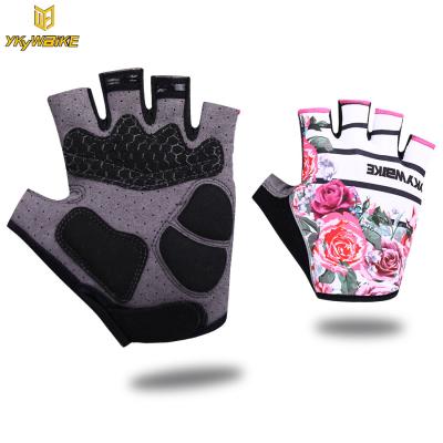 China Custom Microfiber OEM Cycling Gloves Woman Sports Half Finger Anti Slip Gel Protection Motorcycle MTB Road Bike Gloves Bike Gloves for sale