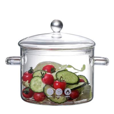 China Sustainable High Borosilicate Heat Resistant Glass Cooking Pot for sale