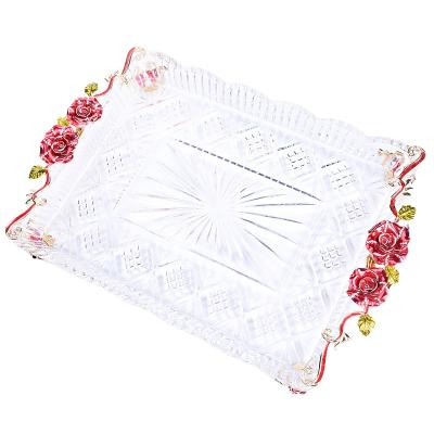 China Household fruit tea enamel color tray crystal viable creative glass large tray European for sale