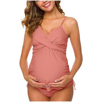 China New Summer Breathable Maternity Swimsuit Beach Color Maternity Sexy Bikini Set Plus Size Pregnancy Swimsuit 2 Pieces Cover Up for sale