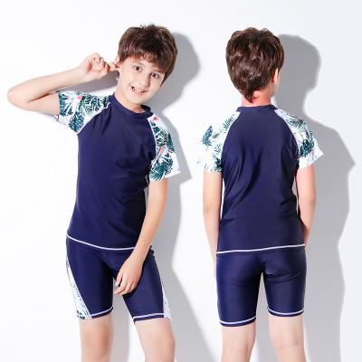 China 10-15 New Boy Summer 2021s Breathable 2 Pieces Shortsleeve Gaiters Beach Wear Kids Swimwear Kids for sale