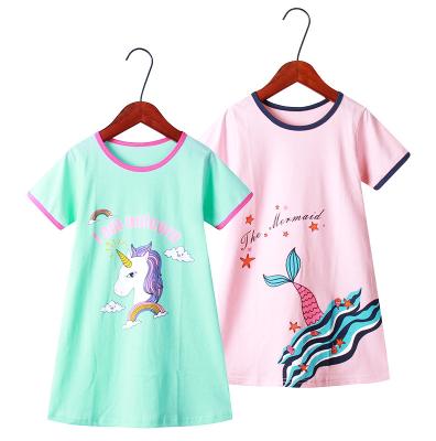 China Viable Family Outfits Matching Nightgown For Women And Girls 2021 Summer Sleepwear Girls Dress Loose Wholesale Women Pajamas B034 for sale