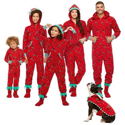 China Christmas Matching Family Viable Mans Father Son Mother And Daughter Clothes Long Sleeve Hooded Jumpsuit Rompers Pajamas 2021 for sale