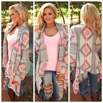 China Cardigans Women Fashion Aztec New Printed Long Sleeve All-match Casual Cardigans for sale