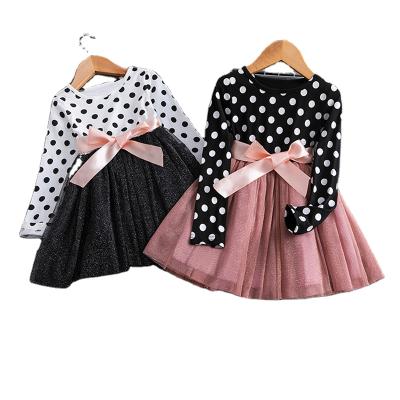 China OEM Anti-Shrink Dresses For Babies Spring 2021 Autumn Children's Long Sleeve Polka Dot Princess Skirt Party Clothes Gift Costume for sale