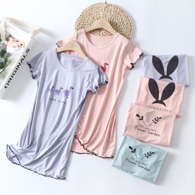 China V-TREE Summer Girl QUICK DRY Nightgown Modal Cartoon Pajamas Dress Short Sleeve Print Nightgown Home Clothes Kids Sleepwear 3-8Y for sale