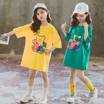 China Anti-static girls dress children's clothes child dresses costumes long T-shirts 2021 summer kids cartoon Princess Dress Cotton Sundress for sale