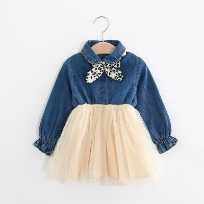 China Anti-static Girls Dress 2021 Spring Autumn 1-4 Y Children Princess Skirt Baby Girl Long Sleeve Denim Prom Dresses Even Clothing for sale