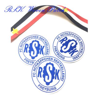 China Sustainable high quality full woven iron-on woven patch for club jersey clothing for sale