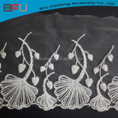 China Sustainable Cotton Lace On Mesh Cotton Lace Embroidery Lace Trim for sale